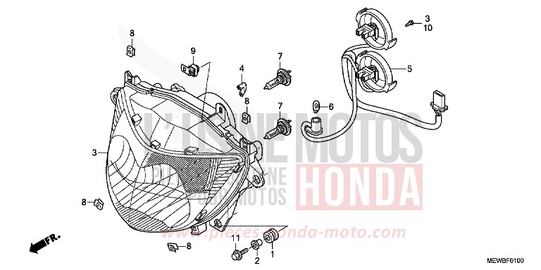 HEADLIGHT for Deauville ABS PEARL CONCOURS BLACK (NHA65) from 2011